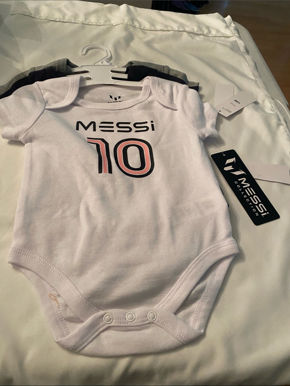 Messi White '10' Baby One-Piece Bodysuit